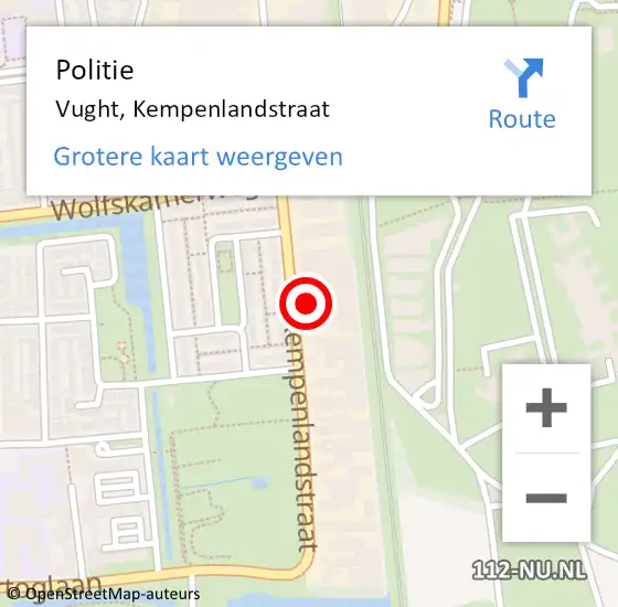 Locatie op kaart van de 112 melding: Politie Vught, Kempenlandstraat op 27 mei 2023 17:26