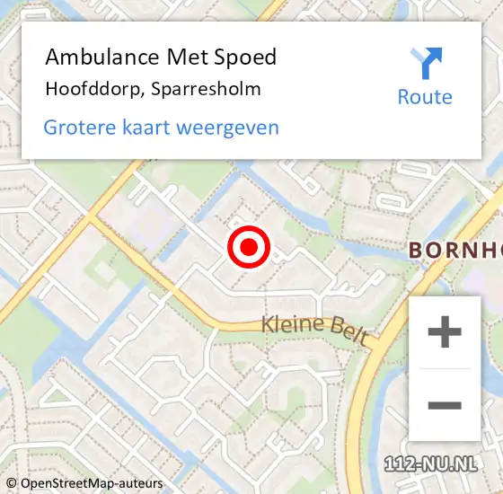 Locatie op kaart van de 112 melding: Ambulance Met Spoed Naar Hoofddorp, Sparresholm op 27 mei 2023 17:28