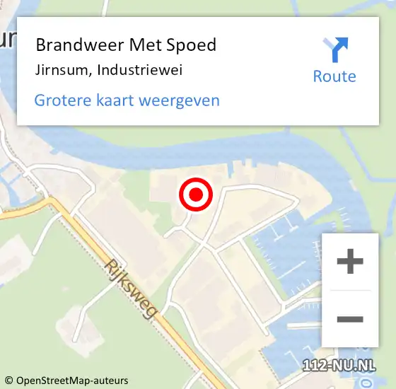 Locatie op kaart van de 112 melding: Brandweer Met Spoed Naar Jirnsum, Industriewei op 27 mei 2023 18:00