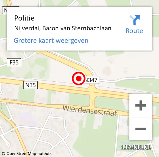 Locatie op kaart van de 112 melding: Politie Nijverdal, Baron van Sternbachlaan op 27 mei 2023 18:02