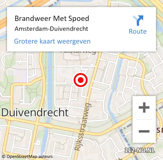 Locatie op kaart van de 112 melding: Brandweer Met Spoed Naar Amsterdam-Duivendrecht op 27 mei 2023 18:02