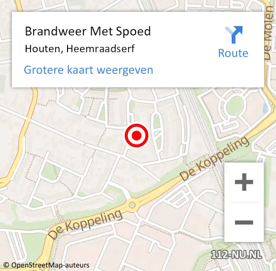 Locatie op kaart van de 112 melding: Brandweer Met Spoed Naar Houten, Heemraadserf op 27 mei 2023 18:05