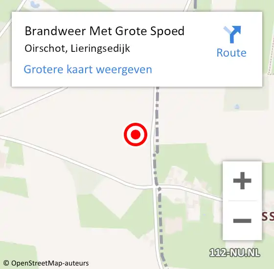 Locatie op kaart van de 112 melding: Brandweer Met Grote Spoed Naar Oirschot, Lieringsedijk op 27 mei 2023 18:21