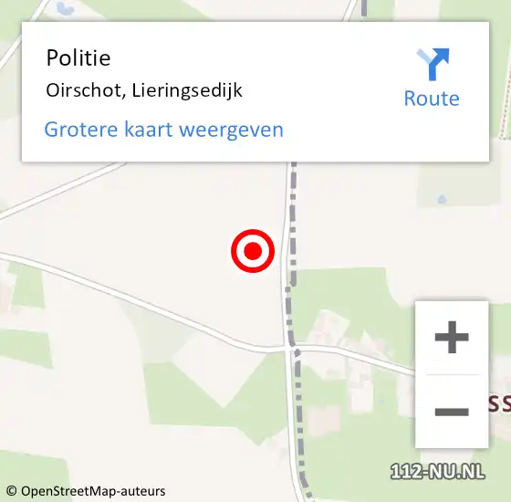 Locatie op kaart van de 112 melding: Politie Oirschot, Lieringsedijk op 27 mei 2023 18:21