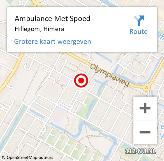 Locatie op kaart van de 112 melding: Ambulance Met Spoed Naar Hillegom, Himera op 27 mei 2023 18:32