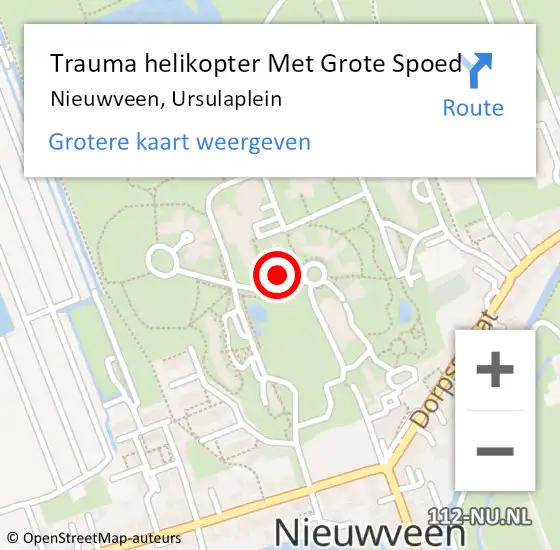Locatie op kaart van de 112 melding: Trauma helikopter Met Grote Spoed Naar Nieuwveen, Ursulaplein op 27 mei 2023 18:34