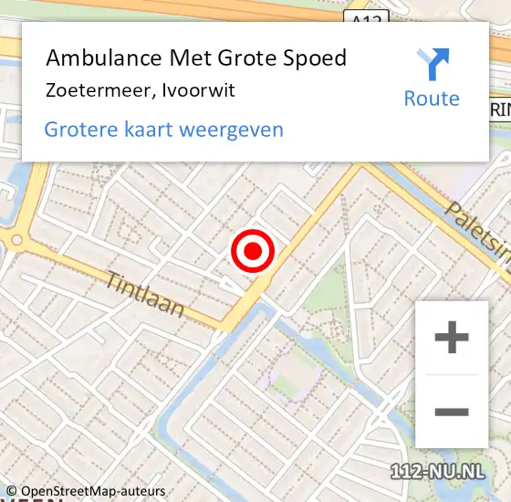 Locatie op kaart van de 112 melding: Ambulance Met Grote Spoed Naar Zoetermeer, Ivoorwit op 27 mei 2023 18:40