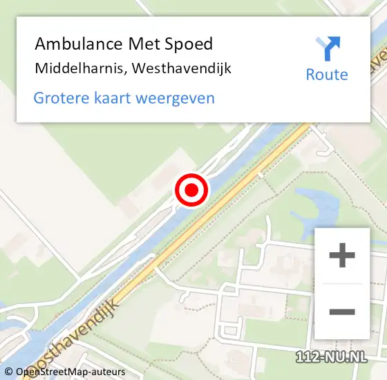 Locatie op kaart van de 112 melding: Ambulance Met Spoed Naar Middelharnis, Westhavendijk op 27 mei 2023 18:56