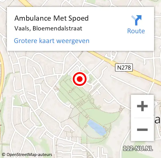 Locatie op kaart van de 112 melding: Ambulance Met Spoed Naar Vaals, Bloemendalstraat op 26 augustus 2014 22:59