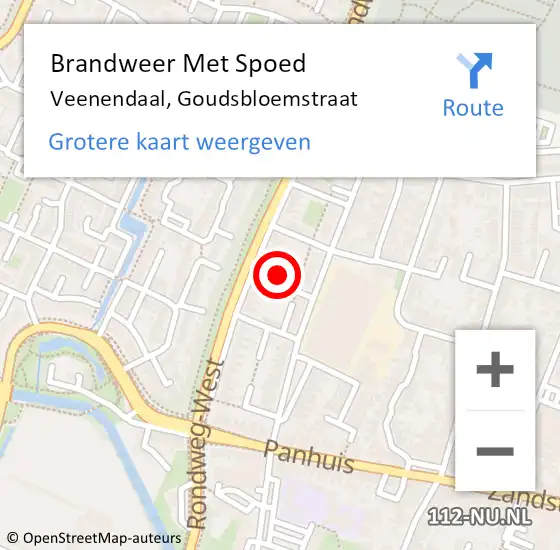 Locatie op kaart van de 112 melding: Brandweer Met Spoed Naar Veenendaal, Goudsbloemstraat op 27 mei 2023 19:33