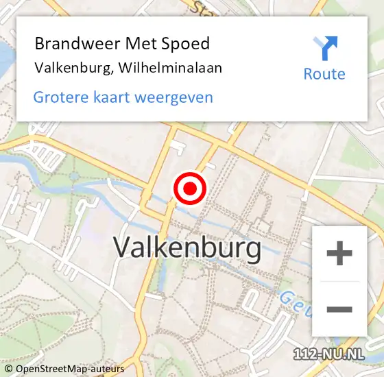 Locatie op kaart van de 112 melding: Brandweer Met Spoed Naar Valkenburg, Wilhelminalaan op 27 mei 2023 19:52