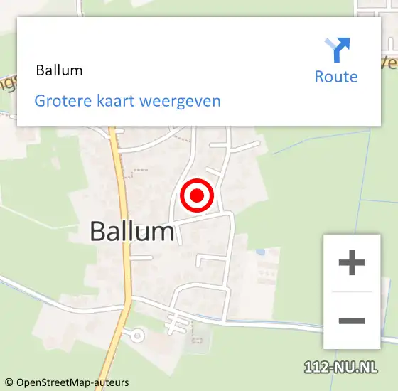 Locatie op kaart van de 112 melding:  Ballum op 27 mei 2023 19:56
