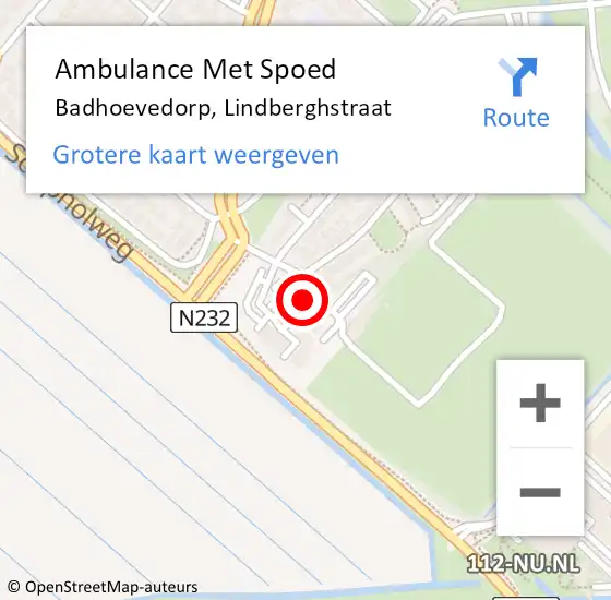 Locatie op kaart van de 112 melding: Ambulance Met Spoed Naar Badhoevedorp, Lindberghstraat op 27 mei 2023 19:57