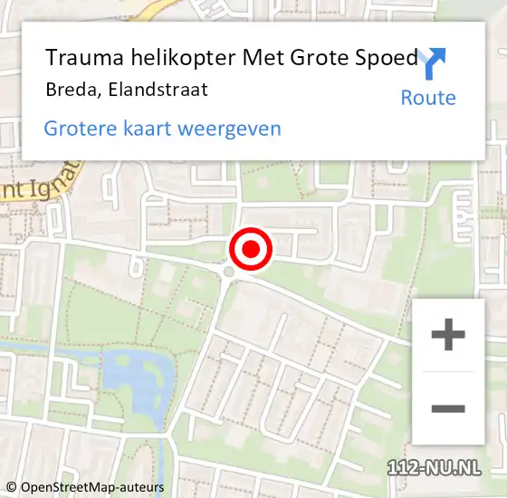 Locatie op kaart van de 112 melding: Trauma helikopter Met Grote Spoed Naar Breda, Elandstraat op 27 mei 2023 20:00