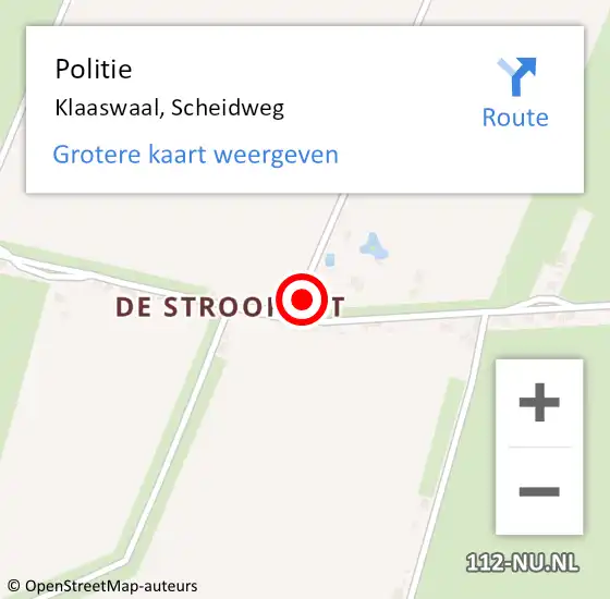 Locatie op kaart van de 112 melding: Politie Klaaswaal, Scheidweg op 27 mei 2023 20:26