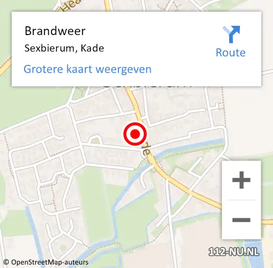 Locatie op kaart van de 112 melding: Brandweer Sexbierum, Kade op 27 mei 2023 20:29