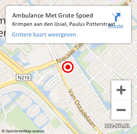 Locatie op kaart van de 112 melding: Ambulance Met Grote Spoed Naar Krimpen aan den IJssel, Paulus Potterstraat op 27 mei 2023 20:32