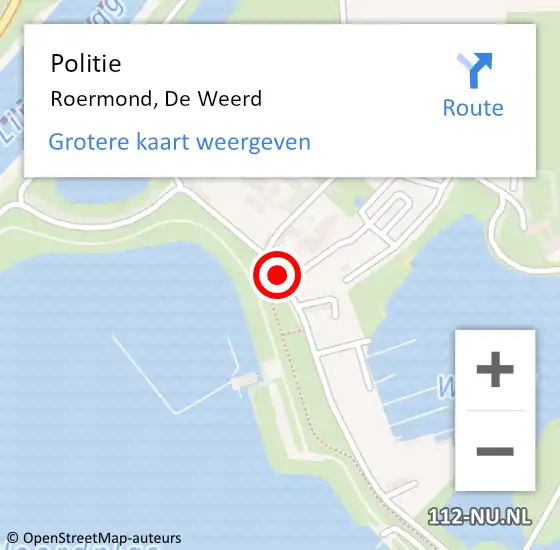 Locatie op kaart van de 112 melding: Politie Roermond, De Weerd op 27 mei 2023 20:36