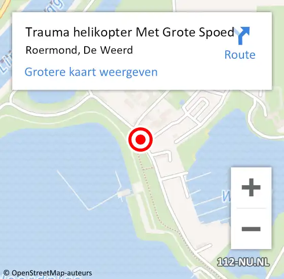 Locatie op kaart van de 112 melding: Trauma helikopter Met Grote Spoed Naar Roermond, De Weerd op 27 mei 2023 20:38
