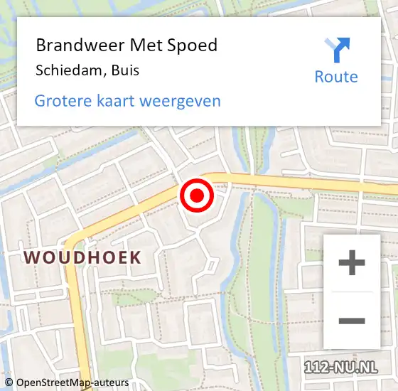 Locatie op kaart van de 112 melding: Brandweer Met Spoed Naar Schiedam, Buis op 27 mei 2023 20:56