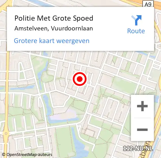 Locatie op kaart van de 112 melding: Politie Met Grote Spoed Naar Amstelveen, Vuurdoornlaan op 27 mei 2023 21:40