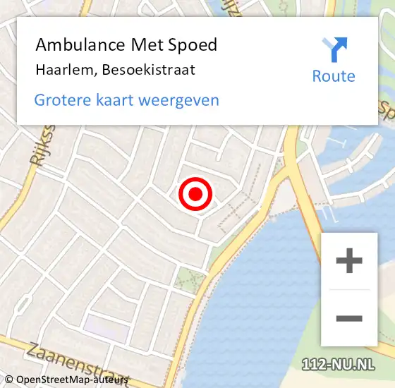 Locatie op kaart van de 112 melding: Ambulance Met Spoed Naar Haarlem, Besoekistraat op 27 mei 2023 21:42