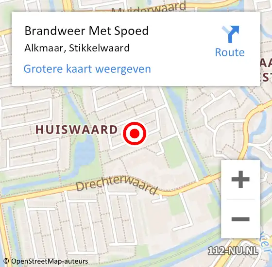Locatie op kaart van de 112 melding: Brandweer Met Spoed Naar Alkmaar, Stikkelwaard op 27 mei 2023 21:43