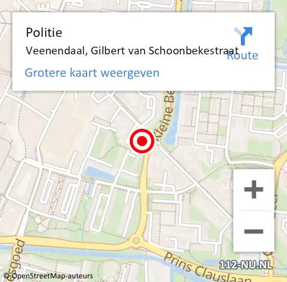 Locatie op kaart van de 112 melding: Politie Veenendaal, Gilbert van Schoonbekestraat op 27 mei 2023 22:02