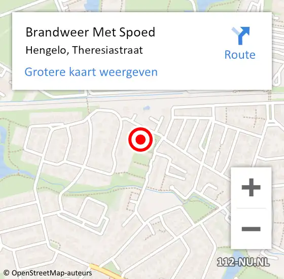 Locatie op kaart van de 112 melding: Brandweer Met Spoed Naar Hengelo, Theresiastraat op 27 mei 2023 22:06