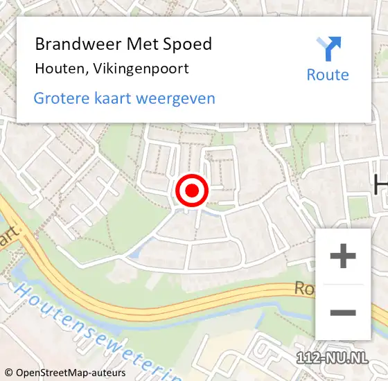 Locatie op kaart van de 112 melding: Brandweer Met Spoed Naar Houten, Vikingenpoort op 27 mei 2023 22:28