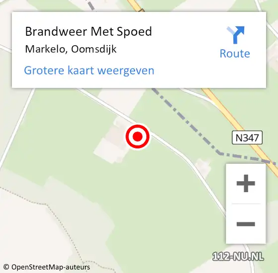 Locatie op kaart van de 112 melding: Brandweer Met Spoed Naar Markelo, Oomsdijk op 27 mei 2023 22:31