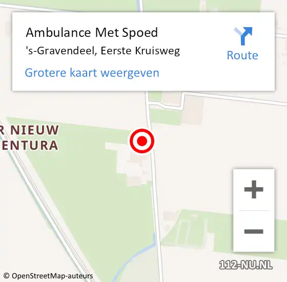 Locatie op kaart van de 112 melding: Ambulance Met Spoed Naar 's-Gravendeel, Eerste Kruisweg op 27 mei 2023 22:34