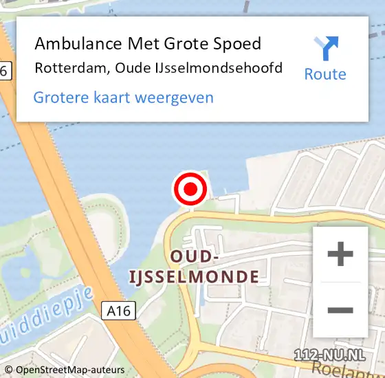 Locatie op kaart van de 112 melding: Ambulance Met Grote Spoed Naar Rotterdam, Oude IJsselmondsehoofd op 27 mei 2023 22:34