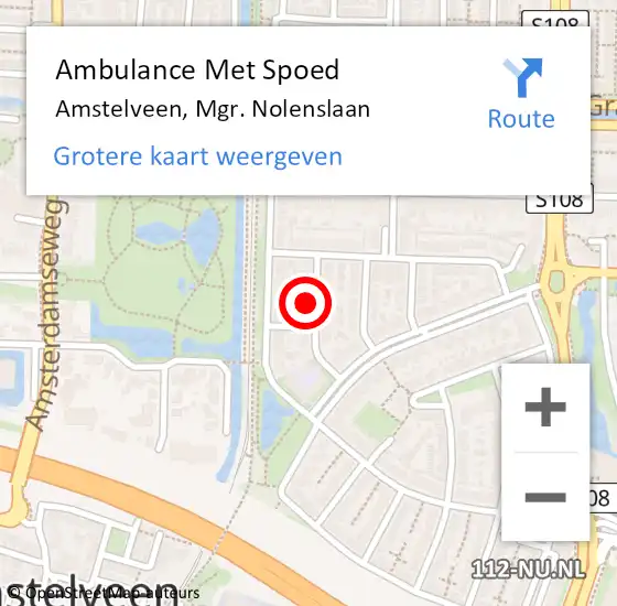 Locatie op kaart van de 112 melding: Ambulance Met Spoed Naar Amstelveen, Mgr. Nolenslaan op 27 mei 2023 22:39