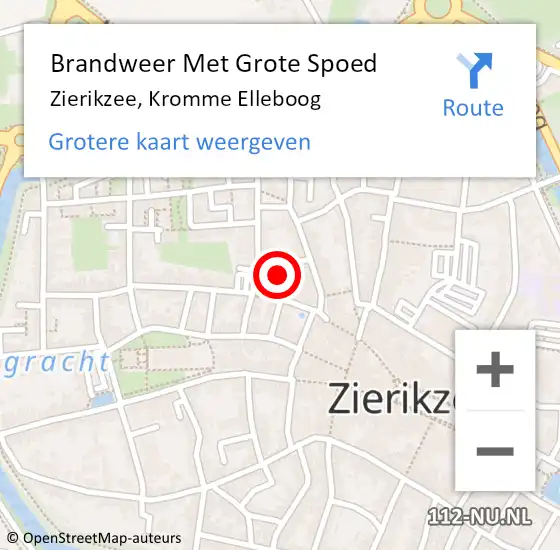 Locatie op kaart van de 112 melding: Brandweer Met Grote Spoed Naar Zierikzee, Kromme Elleboog op 27 mei 2023 22:45