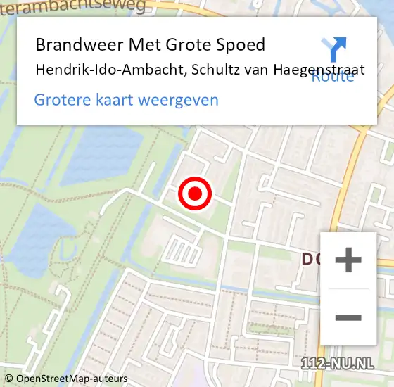 Locatie op kaart van de 112 melding: Brandweer Met Grote Spoed Naar Hendrik-Ido-Ambacht, Schultz van Haegenstraat op 27 mei 2023 22:53