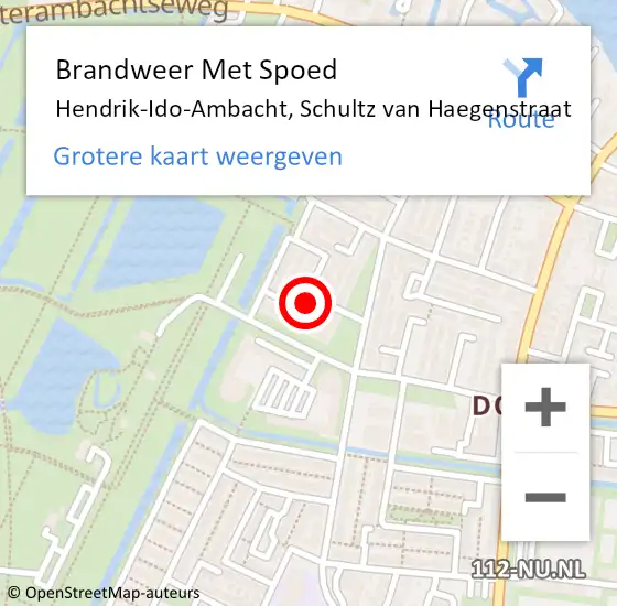 Locatie op kaart van de 112 melding: Brandweer Met Spoed Naar Hendrik-Ido-Ambacht, Schultz van Haegenstraat op 27 mei 2023 23:22