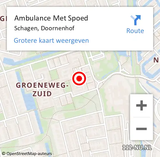 Locatie op kaart van de 112 melding: Ambulance Met Spoed Naar Schagen, Doornenhof op 26 augustus 2014 23:35