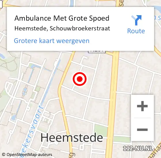 Locatie op kaart van de 112 melding: Ambulance Met Grote Spoed Naar Heemstede, Schouwbroekerstraat op 27 mei 2023 23:43