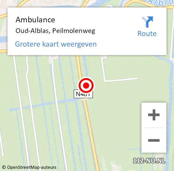 Locatie op kaart van de 112 melding: Ambulance Oud-Alblas, Peilmolenweg op 27 mei 2023 23:50