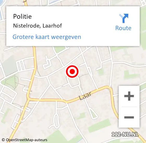 Locatie op kaart van de 112 melding: Politie Nistelrode, Laarhof op 27 mei 2023 23:57