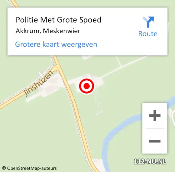 Locatie op kaart van de 112 melding: Politie Met Grote Spoed Naar Akkrum, Meskenwier op 28 mei 2023 00:05