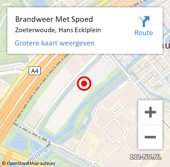 Locatie op kaart van de 112 melding: Brandweer Met Spoed Naar Zoeterwoude, Hans Ecklplein op 28 mei 2023 00:25