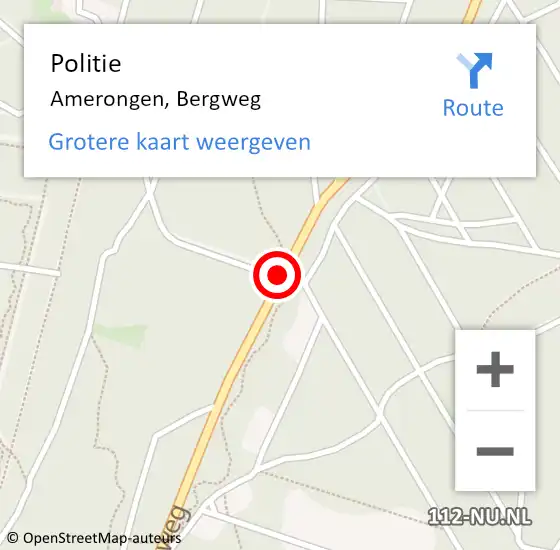 Locatie op kaart van de 112 melding: Politie Amerongen, Bergweg op 26 augustus 2014 23:48