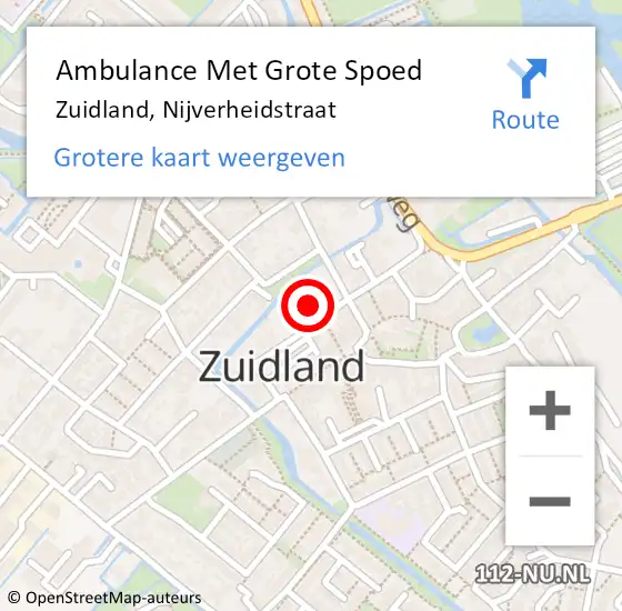 Locatie op kaart van de 112 melding: Ambulance Met Grote Spoed Naar Zuidland, Nijverheidstraat op 28 mei 2023 00:43