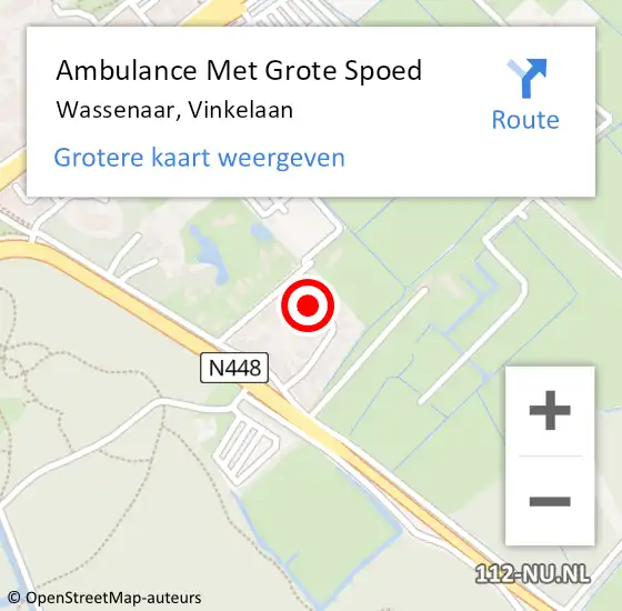 Locatie op kaart van de 112 melding: Ambulance Met Grote Spoed Naar Wassenaar, Vinkelaan op 28 mei 2023 00:57