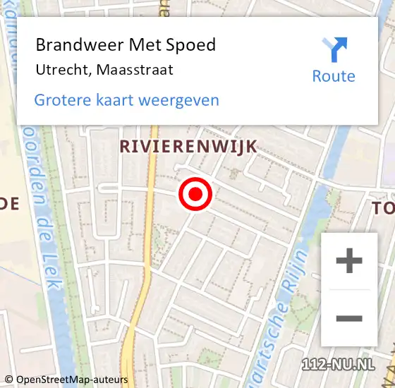 Locatie op kaart van de 112 melding: Brandweer Met Spoed Naar Utrecht, Maasstraat op 28 mei 2023 01:13