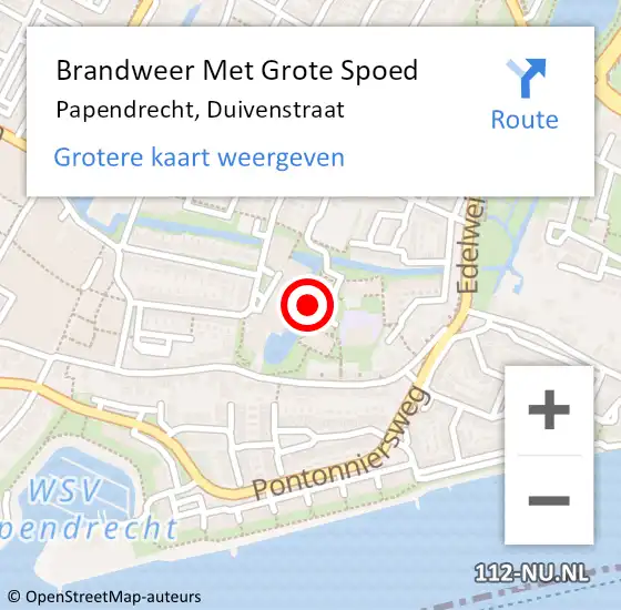 Locatie op kaart van de 112 melding: Brandweer Met Grote Spoed Naar Papendrecht, Duivenstraat op 28 mei 2023 01:20