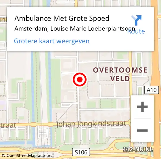 Locatie op kaart van de 112 melding: Ambulance Met Grote Spoed Naar Amsterdam, Louise Marie Loeberplantsoen op 28 mei 2023 01:32