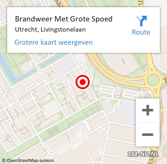 Locatie op kaart van de 112 melding: Brandweer Met Grote Spoed Naar Utrecht, Livingstonelaan op 28 mei 2023 01:39